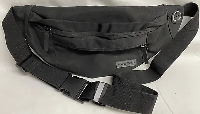 Maxtop Fanny Pack Black Polyester Unisex Back & Inside Pockets Zip Close • $12.99