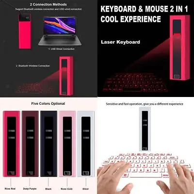 Portable Mini Virtual Laser Projection Keyboard Mouse For Smartphone Laptop • £32.64