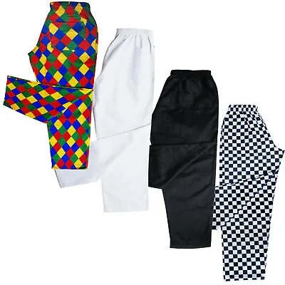 Chefs Trousers / Chef Pants Uniforms Trouser  White - Black - Harlequin - Chess • £21.84