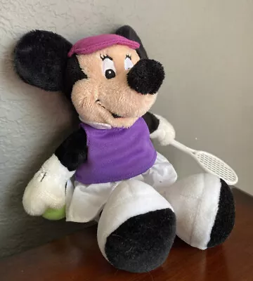 Vtg Minnie Mouse Plush Tennis Player Beanbag 9” Disney World Toy Visor Ball • $15