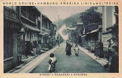 1930 Nagasaki Japan Street Scene World Cruise Hamburg American Line Postcard • $17