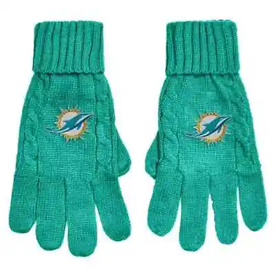New Women's Miami Dolphins Aqua Cable Knit Gloves • $12.99