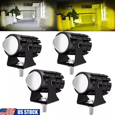 4X Mini LED Motorcycle Headlight Yellow White Hi/Lo Spot Light Driving Fog Lamp • $18.41