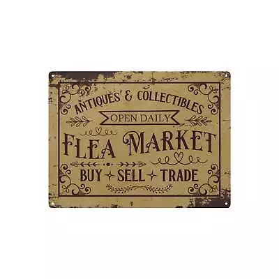 Vintage Style Flea Market Metal Tin Sign | Indoor/Outdoor 16 X 12  • $19.99