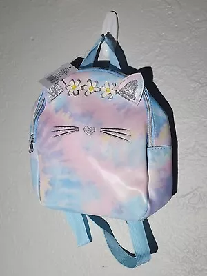Glitter Cat Ears School Backpack Sunflower Tie-Dye Baby Blue Straps • $17.99