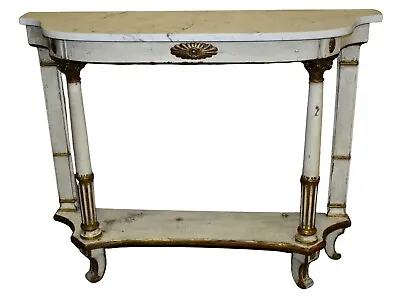 Vintage Palladio Marble Top Italian Console Table W/Distressed Finish • $598