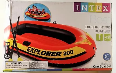 Intex Explorer 300 3Person Inflatable Boat Set With 2 Oars And High Output Pump • $59.99