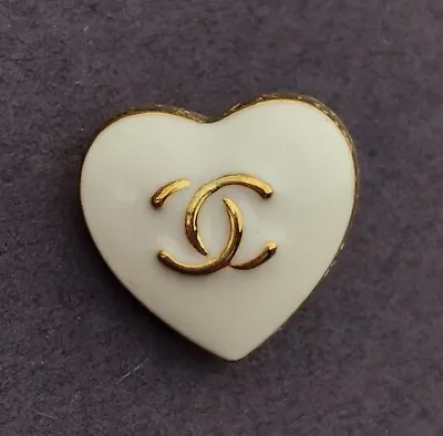 1 Chanel Heart Shank Button 17mm White & Gold Designer Button • $15