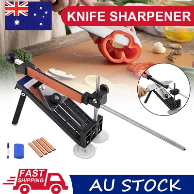 Professional Chef Knife Sharpener Kitchen Sharpening System Fix Angle + 4 Stones • $25.29