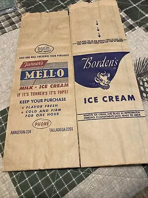 2 Vintage Ice Cream Bags Mell-o & Borden’s Ice Cream Ice Cream Sack Frozen Cold • $10