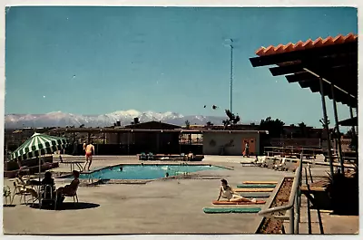 Hesperia Inn Motel Pool Mountain View Swimmers Hesperia California CA Postcard • $5.99