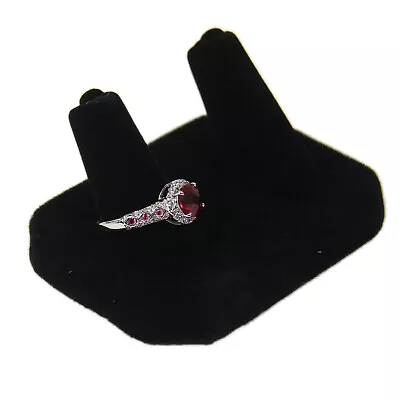 Black Velvet 2 Ring Jewelry Display Holder Showcase Organizer Finger Stand • $7.99