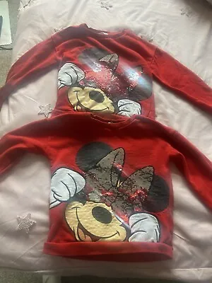 Twin Girls Minnie Mouse Jumpers 5-6 Years Marks And Spencer’s • £10