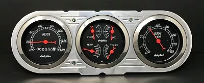 1963 1964 1965  Chevy Nova 3 Gauge Dash Panel Quad Style Cluster Black • $368