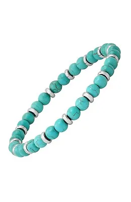 The Jewelry Element Men's Turquoise Stainless Steel Beaded Bracelet • $7.99