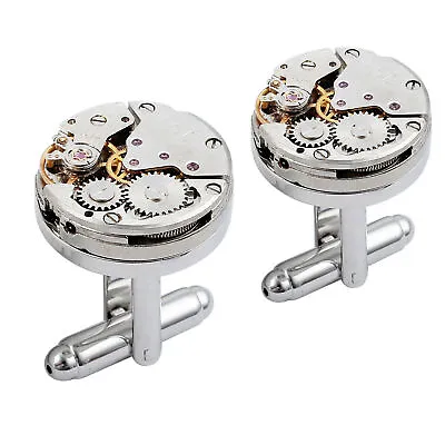 2PCS Men's Cufflinks Watch Movement Steampunk Vintage Wedding CUFF LINKS Gift • £8.94