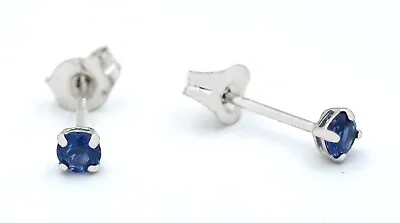 $1.42 • Buy GENUINE 0.26 Cts BLUE SAPPHIRE STUD SMALL 3mm EARRINGS 14k GOLD - NEW WITH TAG