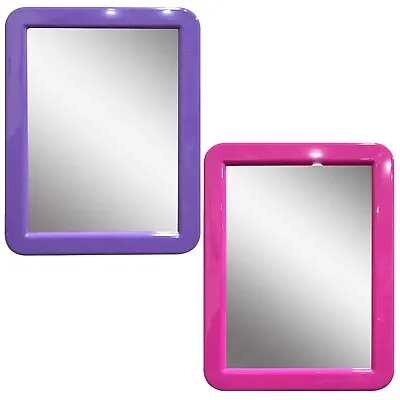 Magnetic Mirror - Locker Accessory - Real Glass 5x7 In. Pink & Purple 2 Pcs • $14.95