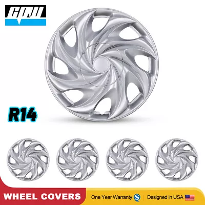 14  Set Of 4 Wheel Covers Hubcaps Snap On Full Hub Caps For R14 Tire &Rim Silver • $38.99