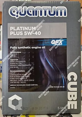 Quantum Platinum Plus 5w-40 Engine Oil 5 Litres Vw 505 00/505 01 C3 • £36.49