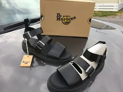 Dr.Martens Gryphon Black Brando Leather Sandals UK 9.5 EU 44 • £129
