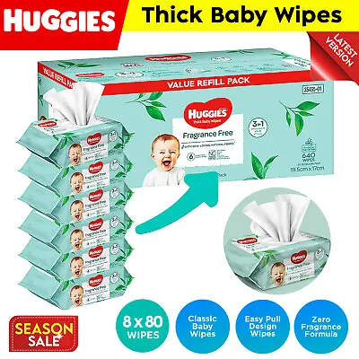 $37.70 • Buy 640 HUGGIES Thick Baby Wet Wipes Bulk Mega Pack Fragrance Free- Baby Wipes