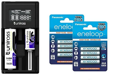 £29.99 • Buy UNiROSS COMPACT FAST SMART LCD Li-ION/NiMH CHARGER 8 X AAA ENELOOP Batteries