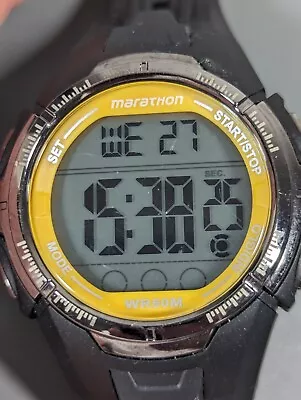 Marathon Digital Day Date Alarm Timer Black Silicone Band Watch 8.5 In • $13.99