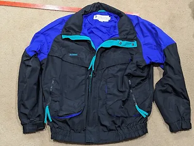 Vintage 90’s Columbia Black Purple Teal Ski Jacket Shell Snow Men Large L Retro • $44.99