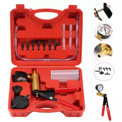 $21.99 • Buy Hand Held Vacuum Pressure Pump Tester Set Brake Fluid Bleeder Bleeding Kit + Box