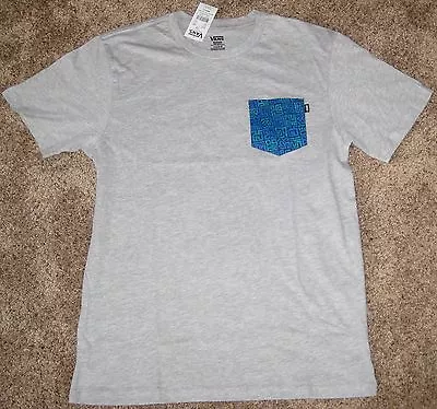 New Vans Off The Wall Mens Geometric Pocket Short Tee Top Grey NWT Medium M XL • $18.95