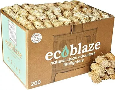 Eco Blaze Natural Firelighters ​​- Wood Wool Fire Lighters For & Log 200 • £16.30