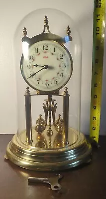 Vintage Working Kundo 400 Day Brass Mechanical Anniversary Clock With KEY Dome • $168.61