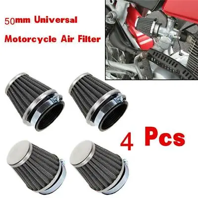 4 X 50mm Universal Tapered Chrome Pod Air Filters Clean Mushroom Head Cleaner  • $24.99