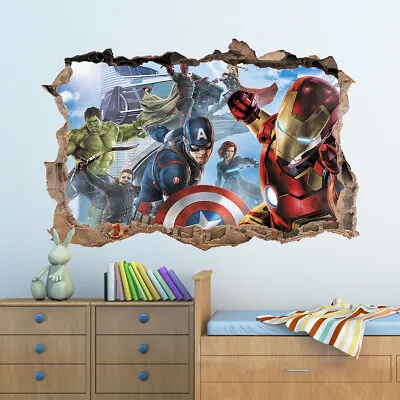 £3.99 • Buy 3D Marvel Avengers Hole In Wall Sticker Art Decal Decor Kids Bedroom Decoration