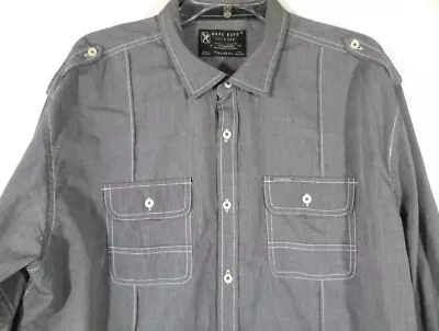 Marc Ecko Cut & Sew-Mens Long Sleeve Button Down Shirt-Extra Large XL-Gray • $19.79