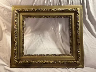 Antique Victorian Carved Wood And Gesso Gilt Floral Embellished Frame • $148.50