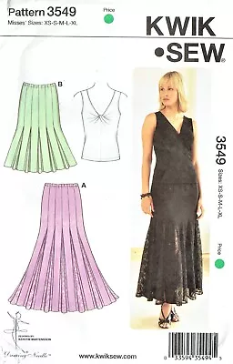 Kwik Sew 3549 Sewing Pattern Misses Pull On 14 Panel Skirts & Top Xs - Xl *new* • $6.30