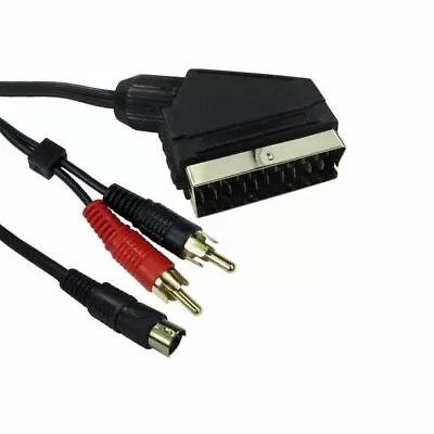 1.5m Scart To 2 X RCA Twin Phono + 4pin S-Video / SVHS Audio Video Lead Cable • £4.92