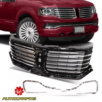 Front Upper Grille Grill Black With Chrome Trim For 2015-2017 Lincoln Navigator  • $725.99