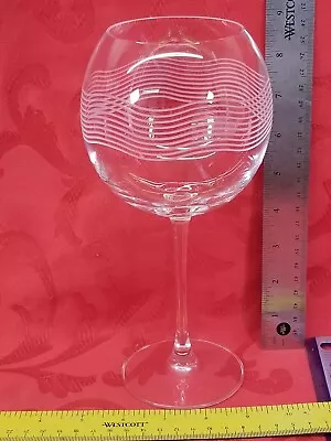 Mikasa Cheers Balloon Wine Glasses 24.5 Oz Goblets Horizontal Waves Lines • $15.40