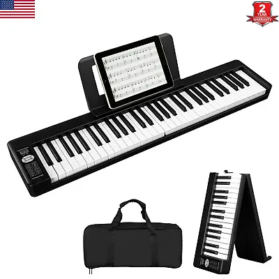 $105.99 • Buy 61-Key Semi-Weighited Portable Foldable Electic Digital Piano Speaker USB/MIDI