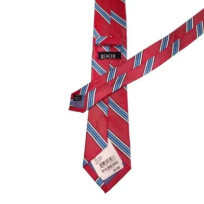 Nordstrom Mens 100% Silk Tie Red Blue Stripe Dress Suit Formal Necktie NWT • $11.90