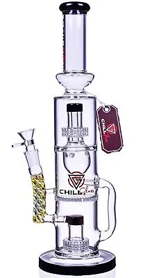 $142.49 • Buy TALL Chill Glass 16  RECYCLER Bong HELIX Glass Water Pipe COOL Hookah *USA*