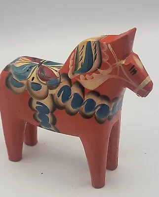 Vintage Nils Olsson Carved Wooden Red Dala Horse Akta Dalahemslojd Sweden 5  • £56.50