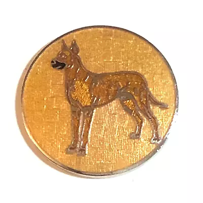 Vintage 1980’s Enamel Button ~ Boxer Dog On Woven Like Background • $12.44