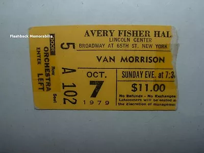 VAN MORRISON 1979 Concert Ticket Stub LINCOLN CENTER Avery Fisher Hall THEM Rare • $49.50