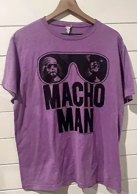Pacific Randy MACHO MAN Savage Sunglasses Purple Lavender T-Shirt Men’s RARE L • $22