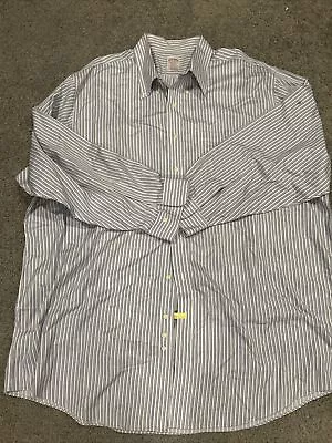 Brooks Brothers Dress Shirt Mens 19-35 3XL White Purple Striped Button Up USA • $25