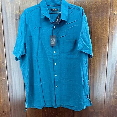 Men's Green Tasso Elba Island Silk Rayon Blend Short Sleeve Shirt Size XLarge • $15.60